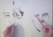 Mit beiden Händen gleichzeitig zwei verschiedene Portraits malen