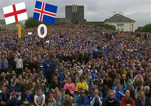 Island beim Public Viewing des EM Spiels gegen England