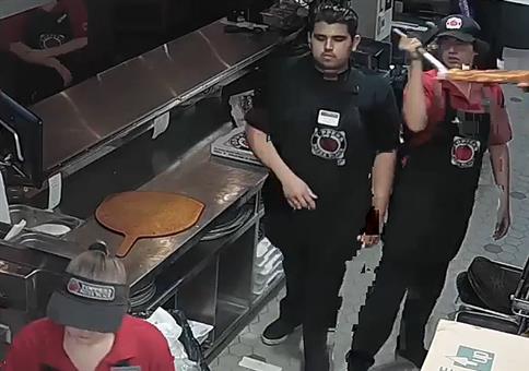 Der Boss in der Pizza Bäckerei