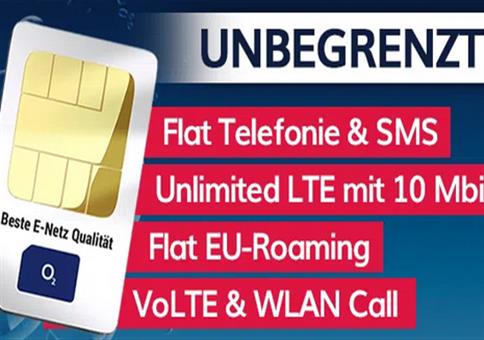 o2 Unlimited Smart mit unendlich LTE + Allnet-Flat für 14,99€ mtl.