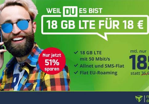 Knaller! 🔥 Vodafone Flat mit 18GB LTE für 18€ mtl.