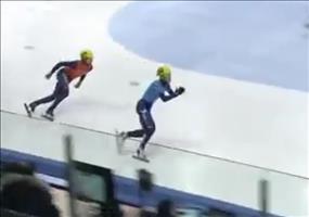 Schlechter Verlierer beim Eisschnelllaufen