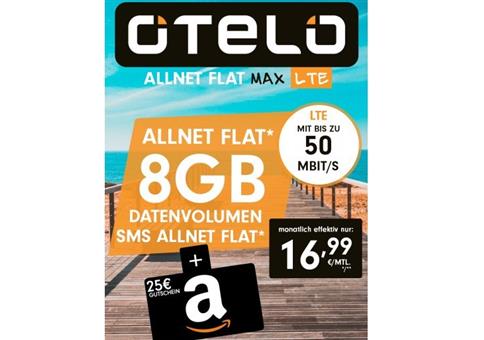 Vodafone Allnet-Flat von Otelo mit 8GB LTE für eff. 16,99€ 