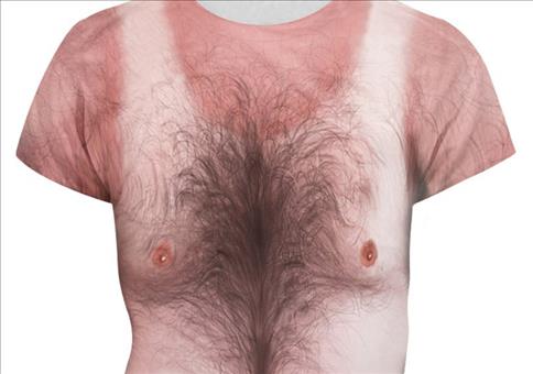 Damen T-shirt mit viel Brusthaar