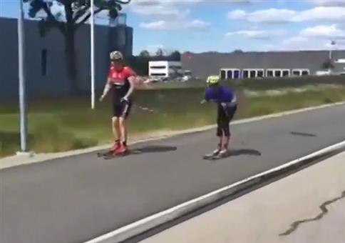 Kleines Hinderniss beim Roller Skiing