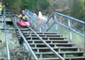 Mit dem Kajak die Treppe runter