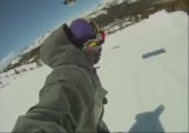 Tim Humphreys filmt sich selbst beim Snowboarden
