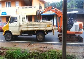 Bagger aufladen ohne Hilfsmittel