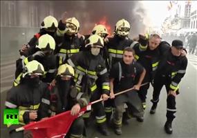 So sieht ein Feuerwehrprotest in Belgien aus