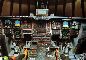 Cockpits verschiedener Flugzeuge und Hubschrauber