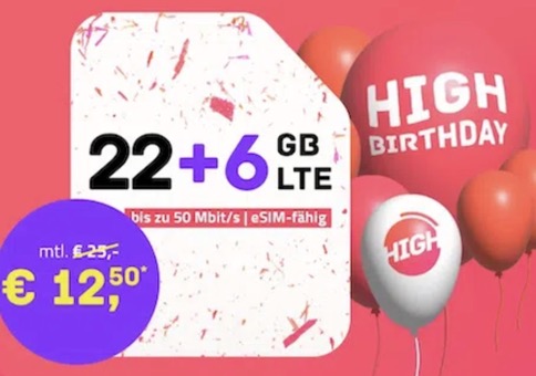 Telekom Allnet von High Mobile mit 28GB für 12,50€ mtl. 