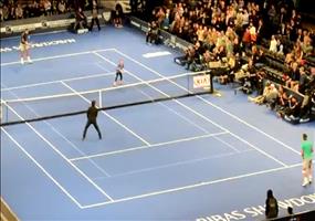 Rafael Nadal + Ben Stiller vs Juan Martin del Potro und Mädchen