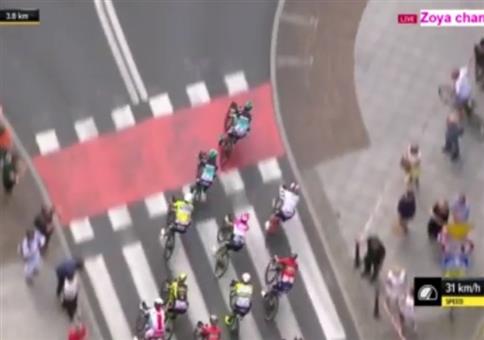 Lustige Aktion beim Radrennen