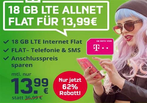Telekom Allnet-Flat mit 18GB LTE für 13,99€ mtl.