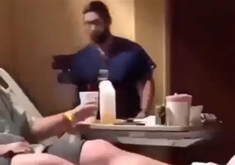 Er hat richtig Durst nach der Narkose