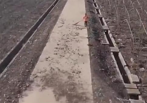 Hilfe von oben beim Laubharken