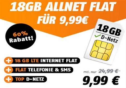 Vodafone Allnet-Flat 18GB LTE für 9,99€ mtl.