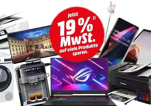 Media Markt: ausgewählte Artikel ohne MwSt. =15,9% Rabatt