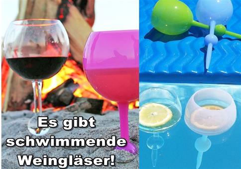 Es gibt schwimmende Wein/Biergläser