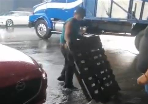 Trockenen Fußes über die Palette