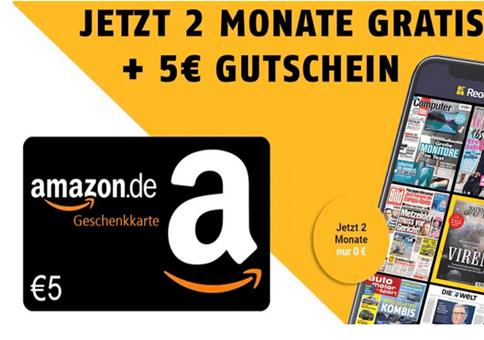 2 Monate Readly Magazin-Flat GRATIS + 5€ Amazon Gutschein